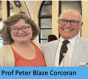 Photo of Cathy Fitzgerald with Prof Emeritus Peter Blaze Corcoran I was delighted to meet Peter recently at the International Earth Charter Conference in Florida - he was a co-recipient of the international Thomas Berry Foundation Award for his lifetimes' service to sustainability education.